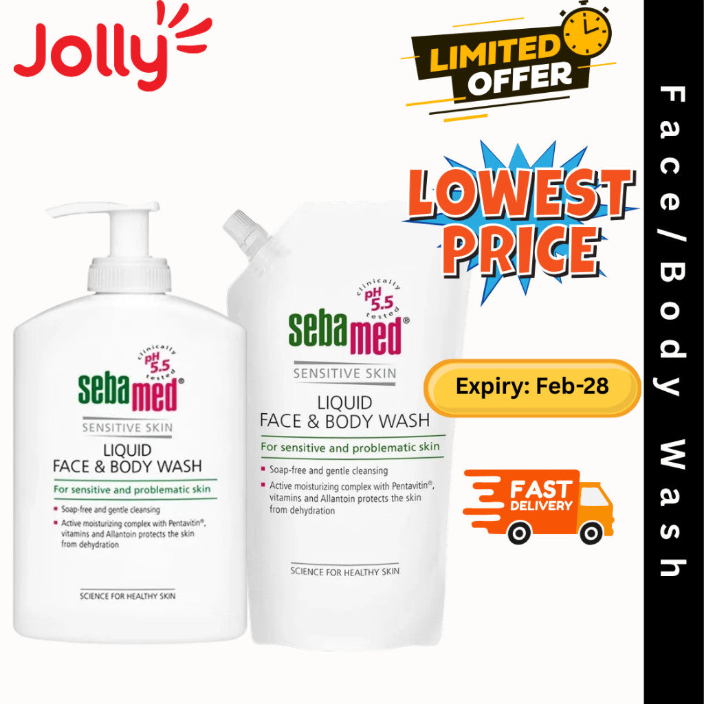 Sebamed Liquid Face & Body Wash 1L / Refill Pack 1L / 200ml | Jolly