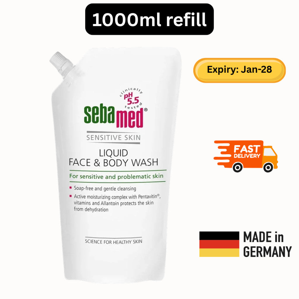 Sebamed Liquid Face & Body Wash 1L / Refill Pack 1L / 200ml | Jolly